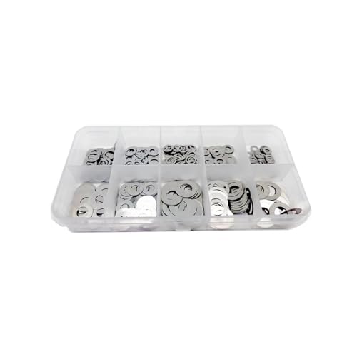 250 Stück 0,1/0,2/0,3 mm M2 M3 M4 M5 M6 M7 M8 304 Edelstahl Ultradünne Unterlegscheiben-Set Einstellscheibe Einfacher Dichtungssatz Box(Set D 0.1mm) von Generic