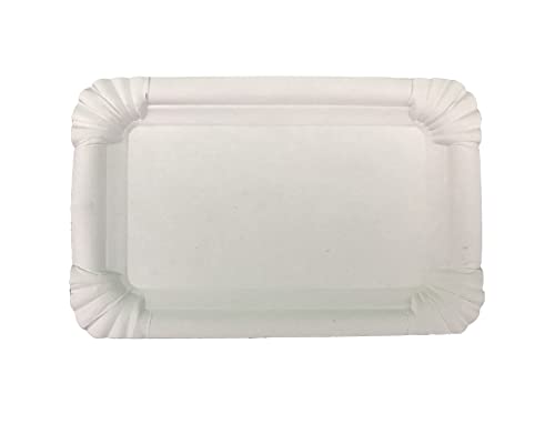 250 Stück Commerline Pappteller 32 Eckig 17x24cm | Einweggeschirr Kuchenteller Partygeschirr Partyteller | Einwegteller Papierteller Einmalgeschirr Imbissteller (250, Pappteller 32 (17x24 cm)) von Commerline