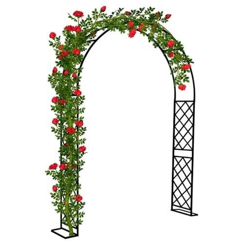 250cm hoch Rosenbogen Metall Gartenbogen Hochzeitsbogen Spalier Torbogen Pergola Rankhilfe Rankgitter freistehend Pflanzbogen 180cm 200cm 260cm 310cm 350cm Breite(Black,280x250cm) von Generic