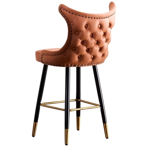 29,5" Gepolsterte Bar Chair aus Stoff in Thekenhöhe, Küchenthekeninselhocker mit Zusammengeschraubter Schwarzer Metallbasis, Stabile Tragfähigkeit, Barstühle(Brown) von Generic