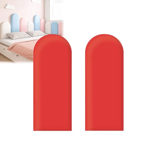 2er-Pack Abziehbare Und Aufklebbare Kopfteilpaneele, Dekorative 3D-Schaumstoff-Wandpolster Für Das Schlafzimmer, Kollisionssichere Gepolsterte Wandpaneele Als Schutzaufkleber(Red,20x60cm) von Generic