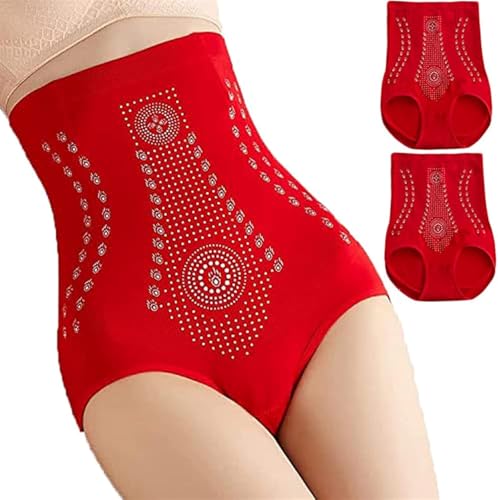 2er-Pack Einzigartige Faserwiederherstellung Shaper Damen Butt Lifter Slips Hip Enhaer Shapewear Ions Tech Fettverbrennung Strumpfhose Hohe Taille Bauchkontrolle Höschen, Red, L von Generic