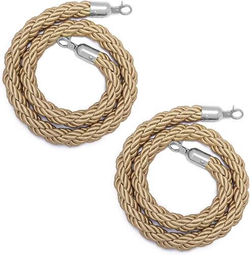 2er-Pack Pfosten-hanfseile, Khakifarbene Crowd-Control-barriereseile Für Pfosten, Dicke Samtseile Für Hochzeit/Große Eröffnung/Partys/Roter Teppich, Silver Hook, 2m/6.6ft 2er-Pack Pfosten-hanfseile, Khakifarbene Crowd-Control-barriereseile Für Pfosten, Dicke Samtseile Für Hochzeit/Große Eröffnung/Partys/Roter Teppich, Silver Hook, 2m/6.6ft von Generic