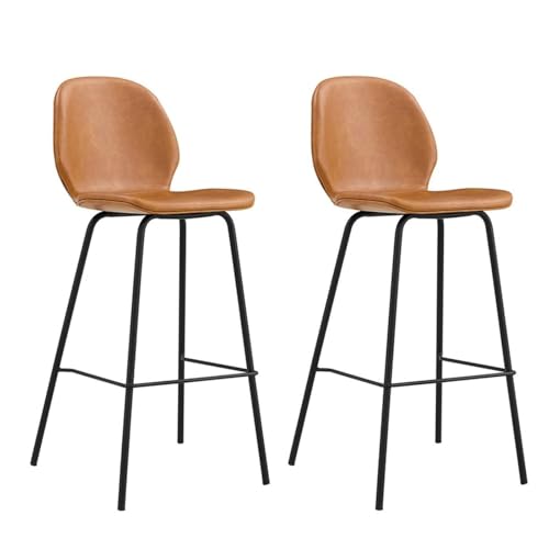 2er Set Barhocker Gepolstert Küchenstuhl Bordeaux mit Sitzhöhe 75 cm (Braun) von Generic
