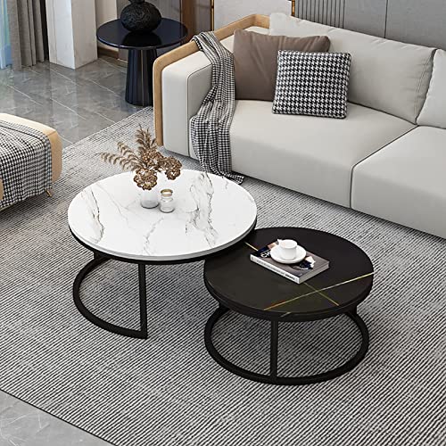 2er Set Couchtisch Satztisch Rund mit Schieferplatte und Metallgestell mit Schubladen Schlafzimmermöbel Wohnzimmer Deko Beistelltische Weiß Schwarz 80x45/60x30 2er Set Couchtisch Satztisch Rund mit Schieferplatte und Metallgestell mit Schubladen Schlafzimmermöbel Wohnzimmer Deko Beistelltische Weiß Schwarz 80x45/60x30 von Generic