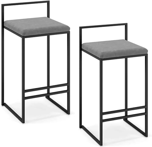 2er-Set Esszimmerstuhl Mit Voller Rückenlehne Aus Schwarzem Metall Mit Flanellsitz Und Fußstütze Und Rückenlehne Pub Café Esszimmer Küche Bar Theke Hocker, Green, 75cm(29″) von Generic
