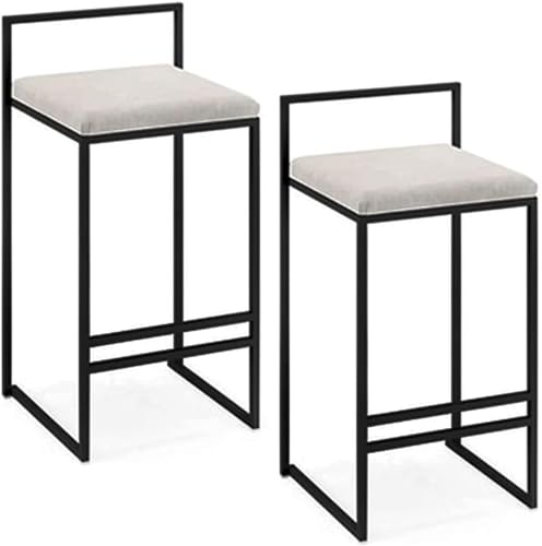 2er-Set Esszimmerstuhl Mit Voller Rückenlehne Aus Schwarzem Metall Mit Flanellsitz Und Fußstütze Und Rückenlehne Pub Café Esszimmer Küche Bar Theke Hocker, Grey, 65cm(25″) von Generic