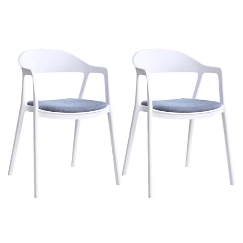 2er Set Esszimmerstuhl Plastikstuhl, Stapelbar Essstühle, Küchenstühle mit Polsterstuhl, Armlehnen Rückenlehne für Esszimmer, Küche, Wohnzimmer, Büro von Generic