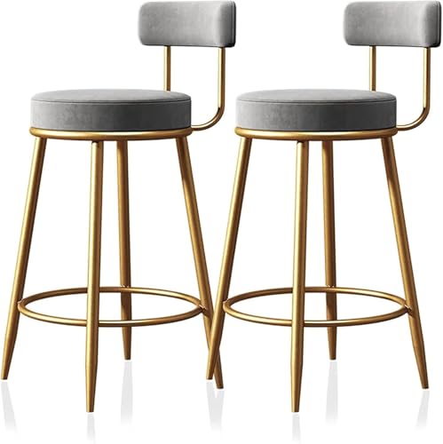 2er-Set Frühstücksbarstühle mit Rückenlehne und Fußstütze, Frühstücksküchenhocker mit hoher Rückenlehne(Brown,65cm) von Generic