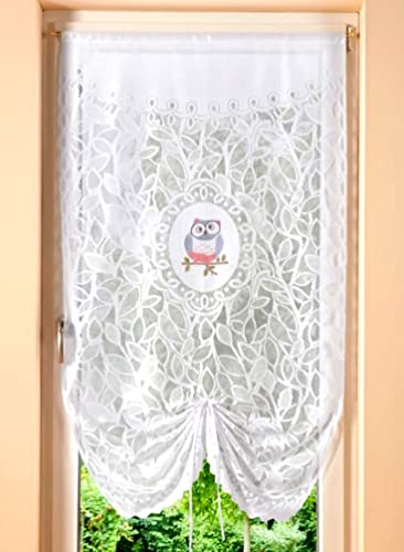 2er Set Gardine Store Bistrogardine Scheibengardine Vorhang weiß verschied. Größen Eule (60 x 80 cm) von generic