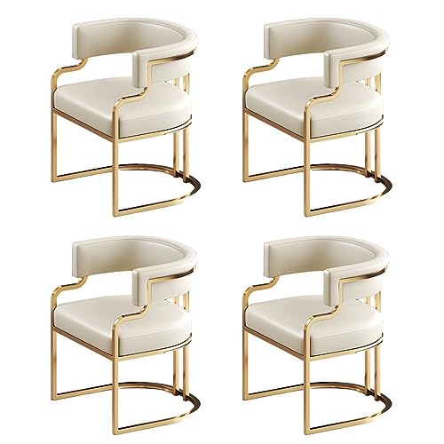 2er Set Moderne Sessel mit niedriger Rückenlehne und Kunstledersitz aus Messing - stilvolle weiße Möbel für Küche oder Esszimmer - ideal für Milchteeshop 4er Set von Generic