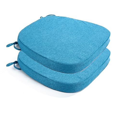 2er Set Stuhlkissen mit Bändern,Waschbare Sitzkissen rutschfest, Abnembar Bezug Mit Reißverschluss,Ideal für Zuhause Büro Küche Esszimmer(Blue) von Generic