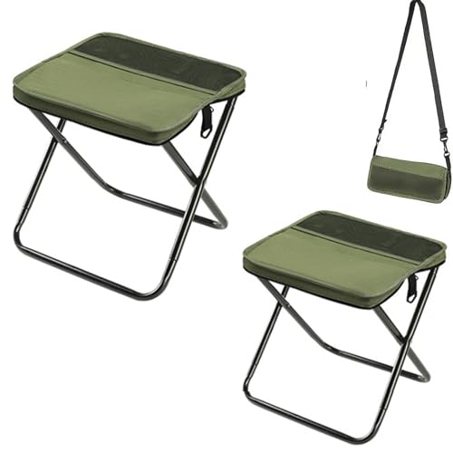 2er Set Tragbarer Klapphocker,Faltbar Campinghocker mit Schultergurt,Tragbarer Camping Hocker Faltbar Leicht Ideal für Angeln Bergsteigen und Wandern(Green) von Generic