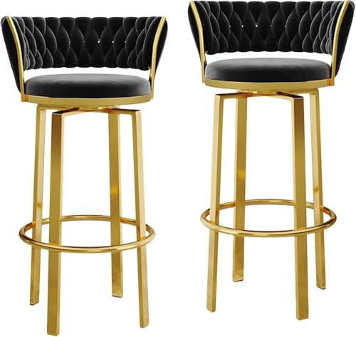 2er Set Velvet Bar Stools Swivel Design without Arms Kitchen Counter Height 65cm Elegant Black Upholstered Akzent Stühle für Essen und Home Bar 2er Set Velvet Bar Stools Swivel Design without Arms Kitchen Counter Height 65cm Elegant Black Upholstered Akzent Stühle für Essen und Home Bar von Generic