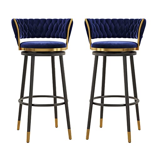 2er-Set drehbare Barhocker, Barstühle in Thekenhöhe mit weicher Rückenlehne und Metallbeinen, Frühstückshocker für die Küche, B-Esszimmerstuhl/Kaffee/Sitzhöhe: 65 cm (Blaue Sitzhöh 2er-Set drehbare Barhocker, Barstühle in Thekenhöhe mit weicher Rückenlehne und Metallbeinen, Frühstückshocker für die Küche, B-Esszimmerstuhl/Kaffee/Sitzhöhe: 65 cm (Blaue Sitzhöh von Generic
