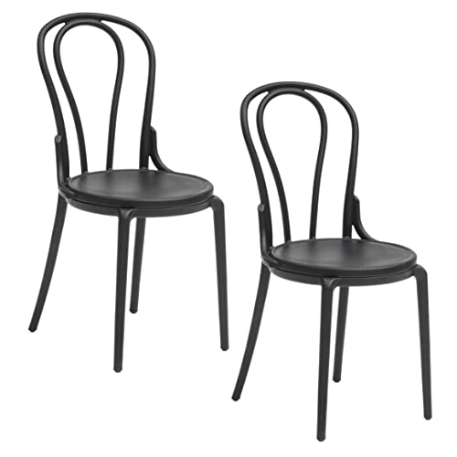 2er-Set - reduzierter Stückpreis! Elegante Vintage-Stühle für klassisch oder modernes Wohnzimmer, Küche, Esszimmer, Restaurant und Café. Traditioneller rustikaler skandinavischer Stil. (Black, 2) von Generic