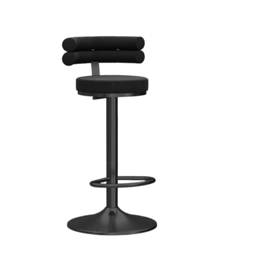 2er Set verstellbare moderne Samt drehbare Barhocker mit Rückenlehne und Fußstütze - Weiße Gegenstühle für Home Bar und Küche (Schwarz, mit schwarzem Bein) von Generic