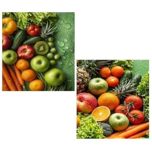 2er set Obst Diamond Painting Kinder Klein 40x50cm Mädchen 12 Jahre Diamant Malerei Anlage,DIY Diamond Painting Set für Erwachsene und Anfänger Bastelset für Wohnzimmer Wand Dekoration Geschenke TY217 von Generic