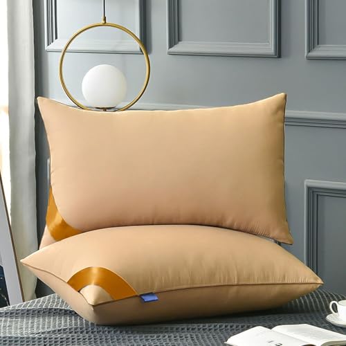 2pcs Hotel-Grade High-Resilience Pillow Core - Bettkissen Einzelkissen Feder Samt Weiches Und Stützendes Daunenbettkissen, Geeignet Für Rücken- Und Bauchschläfer, Khaki, Standard 2pcs Hotel-Grade High-Resilience Pillow Core - Bettkissen Einzelkissen Feder Samt Weiches Und Stützendes Daunenbettkissen, Geeignet Für Rücken- Und Bauchschläfer, Khaki, Standard von Generic