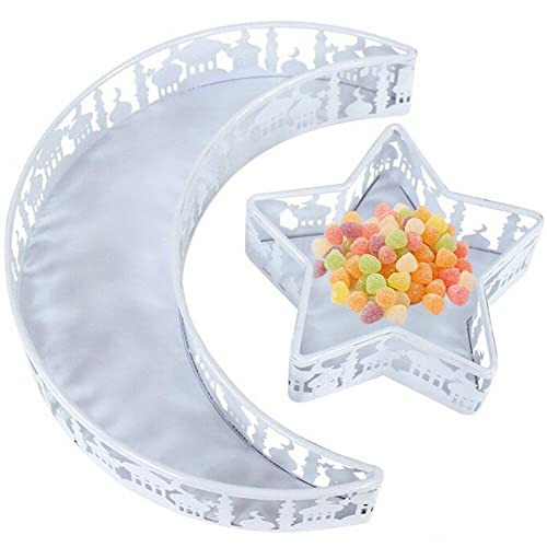 2pcs Ramadan Food Tray Festival Mondstern Musterschale Serving Dessertplatte Eisenfruchtgeschirr Für Zuhause von Generic