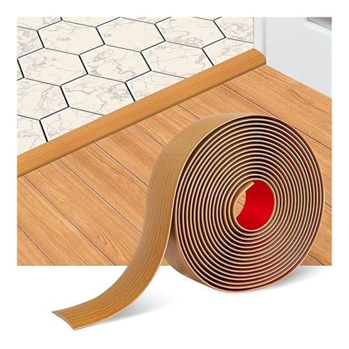 3,3' 6,6' 9,8' Selbstklebende Bodenübergangsleiste Vinyl-Türschwellenrampe Teppichkantenleiste Laminat Flache Trennwand Bodenbelag(Yellow oak,9.8ftx7.6cm) von Generic