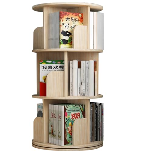 3/4/5-Fach-Regal Rotierendes Massivholzbuchregal – Standfestes einfaches zylindrisches Ablageregal mit Anti-sturzklappen-Design für eine sicherere Aufbewahrung von Gegenständen(3-Storey) von Generic