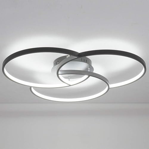 3 Ringe Deckenleuchte Led Unterputz-deckenleuchte Moderne Deckenleuchte Runder Kronleuchter Für Schlafzimmer Esszimmer Wohnzimmer, Black+Cold White, 90cm 58W 3 Ringe Deckenleuchte Led Unterputz-deckenleuchte Moderne Deckenleuchte Runder Kronleuchter Für Schlafzimmer Esszimmer Wohnzimmer, Black+Cold White, 90cm 58W von Generic
