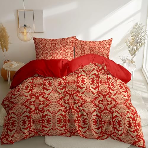 3 Stück Bettbezüge Traditionell Retro Geometrische Texturen Thema Bettwäsche Sets für Frauen Jungen, Rot Wende Kinderzimmer-Dekor Bettdeckenbezug, 200 x 200 cm Microfaser Bettwäsche 3 Stück Bettbezüge Traditionell Retro Geometrische Texturen Thema Bettwäsche Sets für Frauen Jungen, Rot Wende Kinderzimmer-Dekor Bettdeckenbezug, 200 x 200 cm Microfaser Bettwäsche von Generic