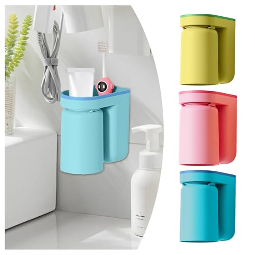3 Stück Zahnputzbecherhalter Ohne Bohren Wandzahnbürstenbecher-Set,Zahnbürstenhalter Zahnputzbecher Wand mit Becher Toothbrush Cup Holder Zahnbürstenhalter Zahnputzbecher Halter von Generic
