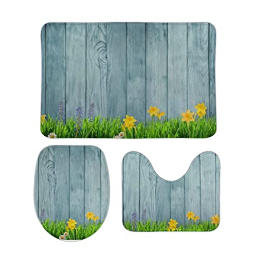 3 Teiliges Badematten Set Frühlingsblumen Schnell Trocknend U-förmiger Teppich Mikrofaser WC Vorleger für WC Boden 3 Teiliges Badematten Set Frühlingsblumen Schnell Trocknend U-förmiger Teppich Mikrofaser WC Vorleger für WC Boden von Generic