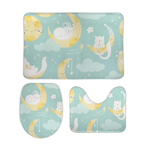3 Teiliges Badteppich Set Süße weiße Katze schläft Flauschig Contour Badteppich Schnell Trocknend WC Vorleger für Badezimmer Dekoration 3 Teiliges Badteppich Set Süße weiße Katze schläft Flauschig Contour Badteppich Schnell Trocknend WC Vorleger für Badezimmer Dekoration von Generic