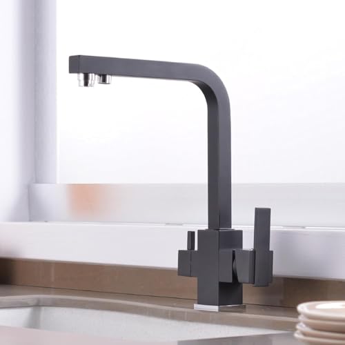 3-Wege-wasserfilter-Armatur Küchen-trinkhähne Spültischmischer 3-in-1-küchenmischbatterie Mit Trinkwasserauslass, Black 3-Wege-wasserfilter-Armatur Küchen-trinkhähne Spültischmischer 3-in-1-küchenmischbatterie Mit Trinkwasserauslass, Black von Generic
