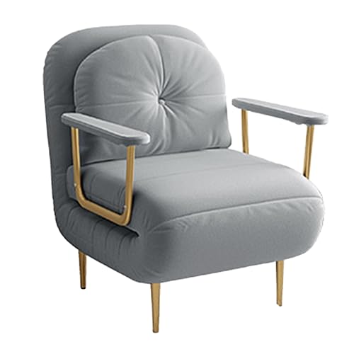 3 en 1 Schlafsofa Umwandelbar Stoffbezug Ergonomisch Gästebett Klappbar 6-Fach Verstellbare Rückenlehne Wohnzimmer-Sofa mit Armlehnen und Stuhlbeinen aus Vergoldetem Karbonstahl(Gray,190 * 68 * 30cm) von Generic