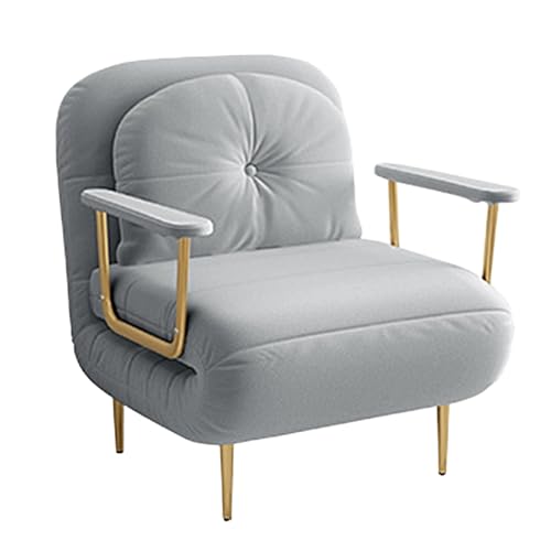 3 en 1 Schlafsofa Umwandelbar Stoffbezug Ergonomisch Gästebett Klappbar 6-Fach Verstellbare Rückenlehne Wohnzimmer-Sofa mit Armlehnen und Stuhlbeinen aus Vergoldetem Karbonstahl(Gray,190 * 80 * 30cm) von Generic