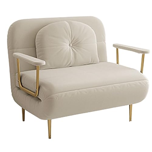 3 en 1 Schlafsofa Umwandelbar Stoffbezug Ergonomisch Gästebett Klappbar 6-fach Verstellbare Rückenlehne Wohnzimmer-Sofa mit Armlehnen und Stuhlbeinen aus Vergoldetem Karbonstahl(Beige,190*100*30cm) von Generic