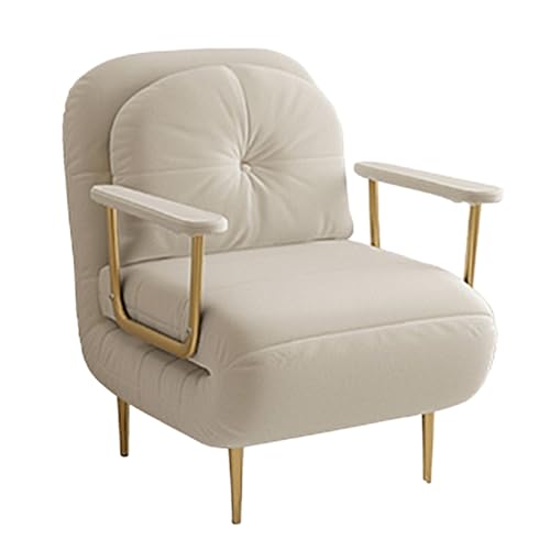 3 en 1 Schlafsofa Umwandelbar Stoffbezug Ergonomisch Gästebett Klappbar 6-fach Verstellbare Rückenlehne Wohnzimmer-Sofa mit Armlehnen und Stuhlbeinen aus Vergoldetem Karbonstahl(Beige,190*68*30cm) von Generic