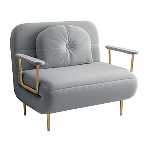 3 en 1 Schlafsofa Umwandelbar Stoffbezug Ergonomisch Gästebett Klappbar 6-fach Verstellbare Rückenlehne Wohnzimmer-Sofa mit Armlehnen und Stuhlbeinen aus Vergoldetem Karbonstahl(Gray,190*100*30cm) von Generic