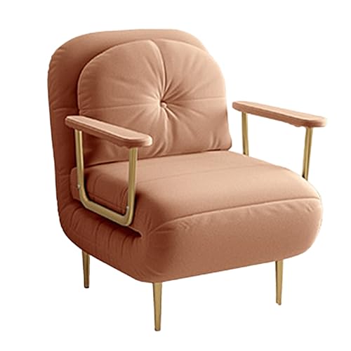 3 en 1 Schlafsofa Umwandelbar Stoffbezug Ergonomisch Gästebett Klappbar 6-fach Verstellbare Rückenlehne Wohnzimmer-Sofa mit Armlehnen und Stuhlbeinen aus Vergoldetem Karbonstahl(Orange,190*68*30cm) von Generic
