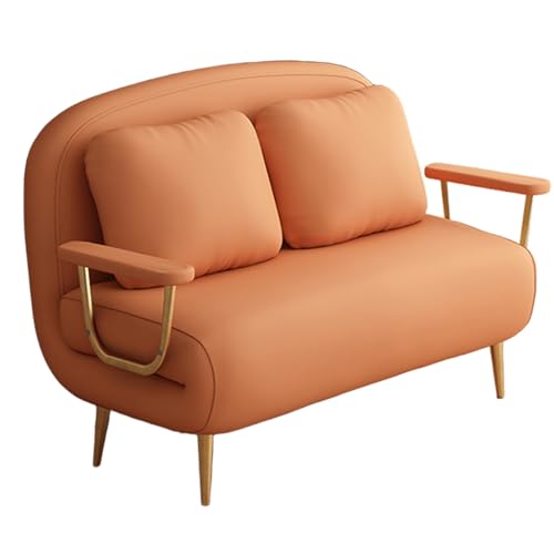 3-in-1 Gästebett Klappbar Flanell Ergonomie Sofabett Mit Hochdichtem Schaumstoffsitz 6-fach Verstellbare Rückenlehne Verstärkter Stahlrahmen Wohnzimmersofa Für Wohnzimmer, Schlafzimmer(Orange,190*102* von Generic