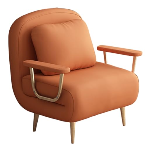 3-in-1 Gästebett Klappbar Flanell Ergonomie Sofabett Mit Hochdichtem Schaumstoffsitz 6-fach Verstellbare Rückenlehne Verstärkter Stahlrahmen Wohnzimmersofa Für Wohnzimmer, Schlafzimmer(Orange,190*72*3 von Generic