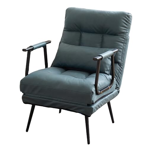 3-in-1-Klappstuhl Gepolstert, Umwandelbarer Schlafsessel mit 5-Fach Verstellbarer Rückenlehne, Gepolsterter Ruhesessel mit Kissen für Wohnzimmer, Schlafzimmer, Home Office(Blue,Large) von Generic