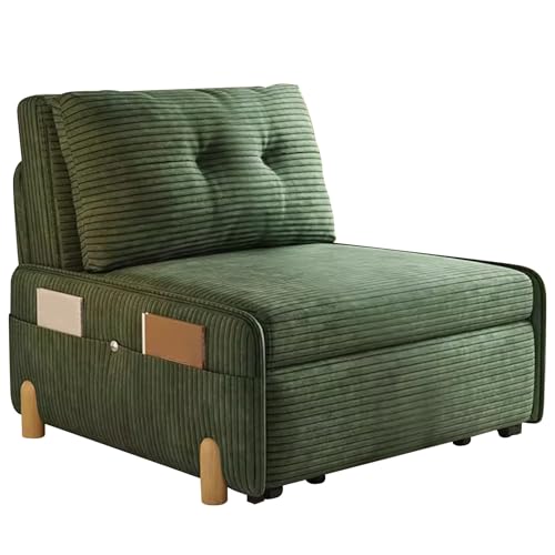 3-in-1 Schlaferstuhl Multifunktional Schlafsessel mit Bettfunktion Bequem Umwandelbares Sesselbett mit Kissen und Seitentasche, für Büros Wohnzimmern Schlafzimme(Green,24.4in/62cm) von Generic