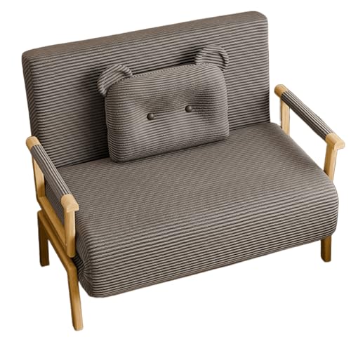 3-in-1 Schlafsofa Umwandelbar Ergonomisch Corduroy Sofasessel mit Bärenkissen 6-Fach Verstellbare Rückenlehne Gästebett Abnehmbar und Waschbar für Schlafzimmer, Wohnzimmer(Gray,190 * 100 * 29cm) von Generic