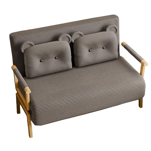 3-in-1 Schlafsofa Umwandelbar Ergonomisch Corduroy Sofasessel mit Bärenkissen 6-Fach Verstellbare Rückenlehne Gästebett Abnehmbar und Waschbar für Schlafzimmer, Wohnzimmer(Gray,190 * 120 * 29cm) von Generic