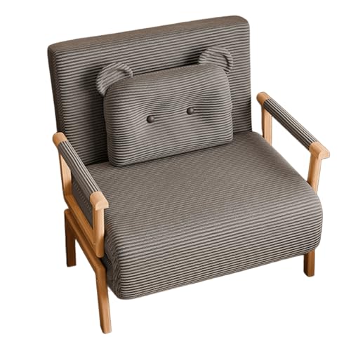 3-in-1 Schlafsofa Umwandelbar Ergonomisch Corduroy Sofasessel mit Bärenkissen 6-Fach Verstellbare Rückenlehne Gästebett Abnehmbar und Waschbar für Schlafzimmer, Wohnzimmer(Gray,190 * 80 * 29cm) von Generic