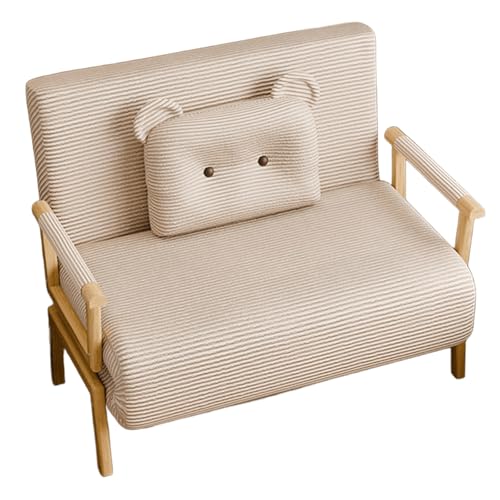 3-in-1 Schlafsofa Umwandelbar Ergonomisch Corduroy Sofasessel mit Bärenkissen 6-Fach Verstellbare Rückenlehne Gästebett Abnehmbar und Waschbar für Schlafzimmer, Wohnzimmer(Khaki,190 * 100 * 29cm) von Generic