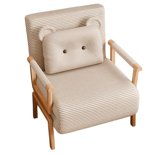 3-in-1 Schlafsofa Umwandelbar Ergonomisch Corduroy Sofasessel mit Bärenkissen 6-Fach Verstellbare Rückenlehne Gästebett Abnehmbar und Waschbar für Schlafzimmer, Wohnzimmer(Khaki,190 * 68 * 29cm) von Generic