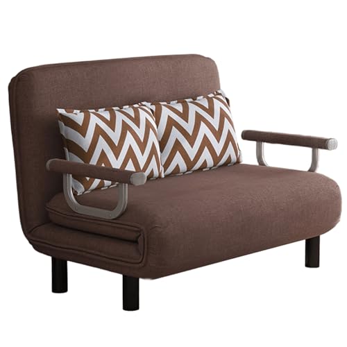 3-in-1 Schlafsofa it Schlaffunktion Ergonomie Baumwolle Und Leinen Gästebett Klappbar 6-fach Verstellbare Rückenlehne Abnehmbar und Waschbar Chaiselongue Sofa Belastbar Bis 300 Kg(Brown,190*100*26cm) von Generic