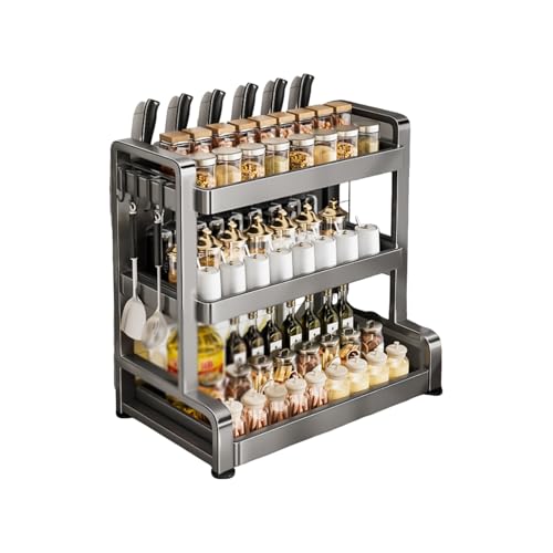 3-lagiges Gewürzregal, mit hohler Aufbewahrungsbox for Geschirr, verbreitertes Arbeitsplattenregal mit Tragfähigkeit, geeignet for die Küche(35cm) von Generic