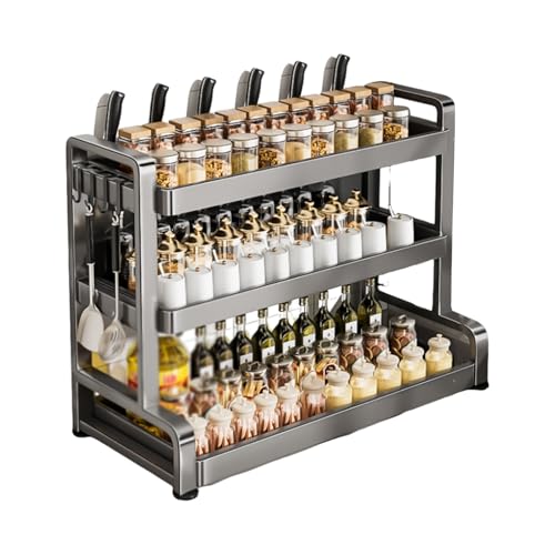 3-lagiges Gewürzregal, mit hohler Aufbewahrungsbox for Geschirr, verbreitertes Arbeitsplattenregal mit Tragfähigkeit, geeignet for die Küche(50cm) von Generic